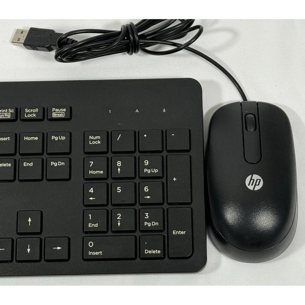 HP Slim Keyboard Kbar211 & Optical Mouse USB Wired Black Genuine Set